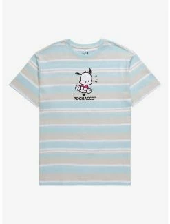 Anime Sanrio Pochacco Portrait Embroidered Stripe T-Shirt - BoxLunch Exclusive
