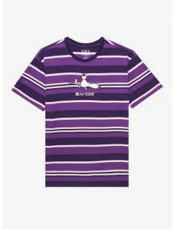 Anime Studio Ghibli Kiki's Delivery Service Silhouette Embroidered Striped T-Shirt - BoxLunch Exclusive